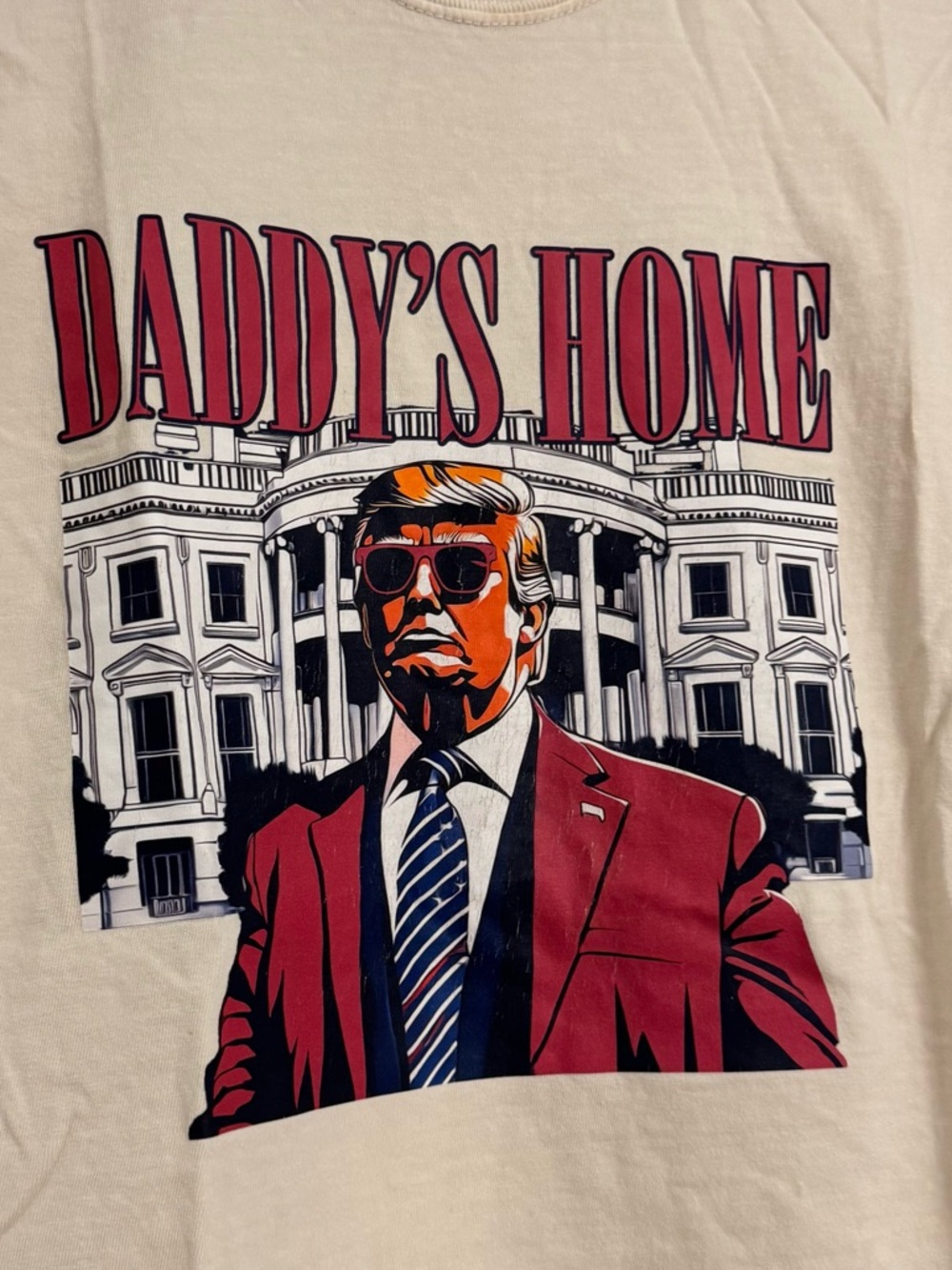Donald Trump MAGA Republican Graphic Tee Bold Pinkish Red Navy White - Picture 5 of 6